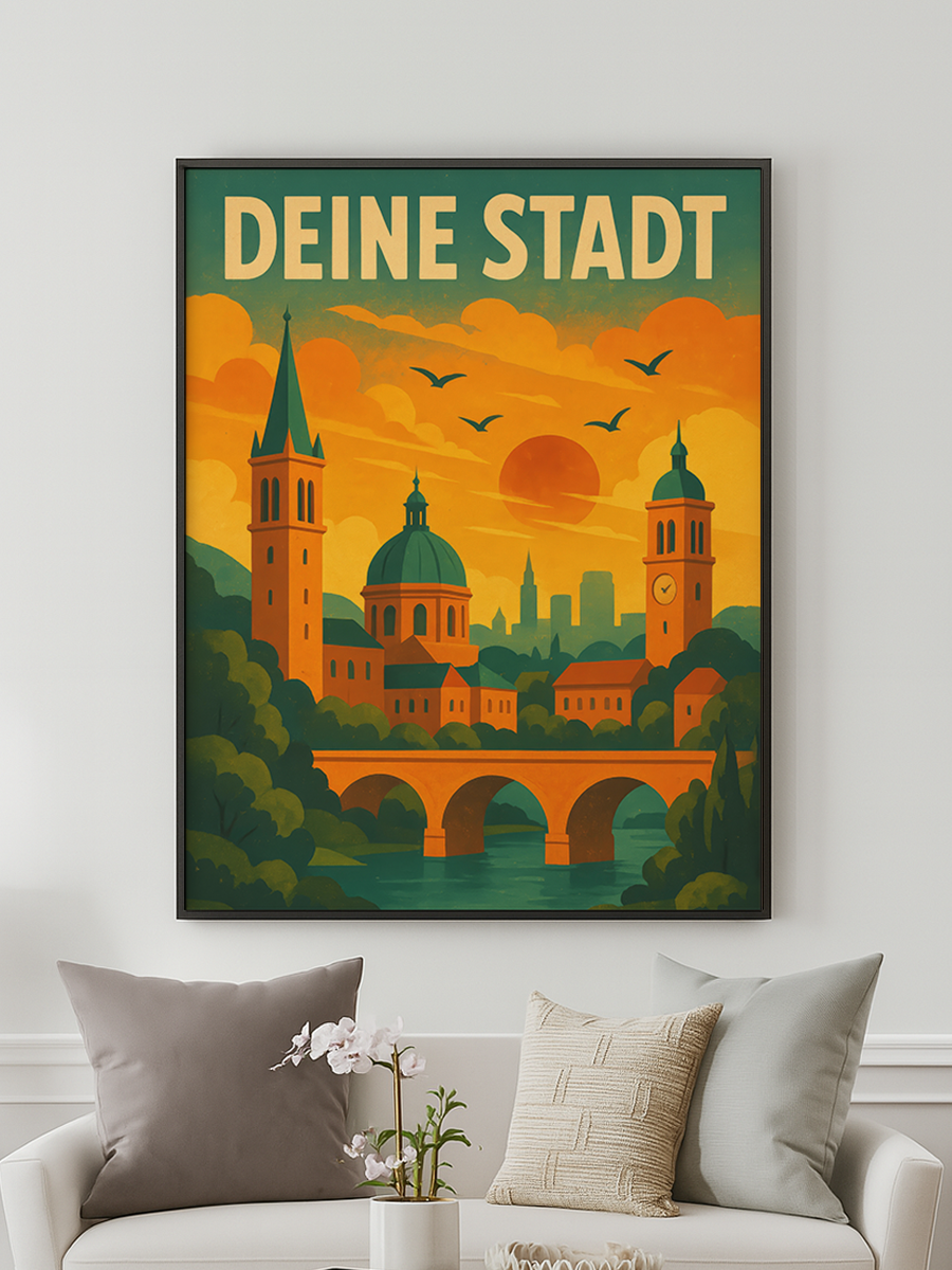 Deine Stadt in Retro - personalisiertes Poster