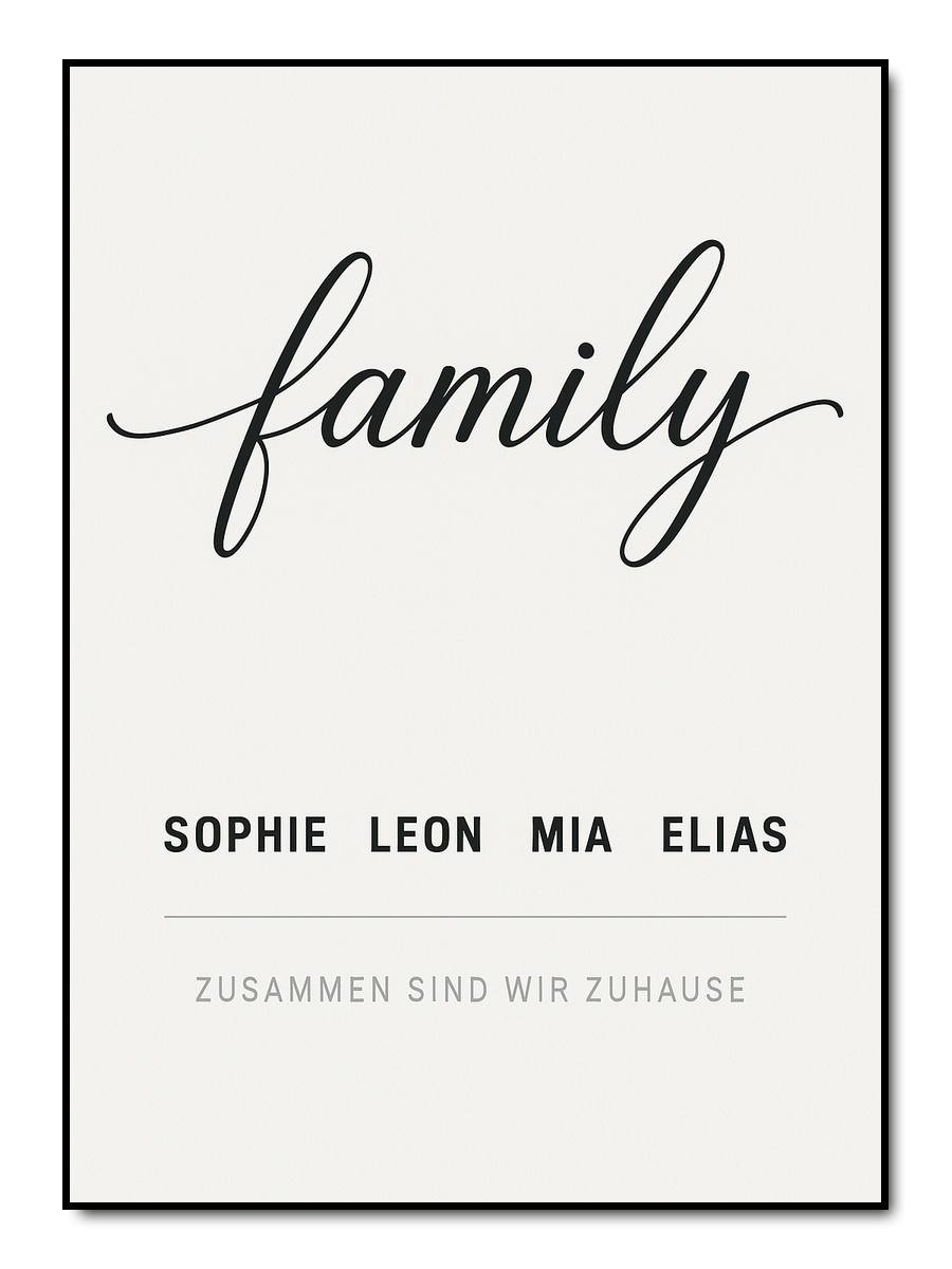 Familienliebe Typographie - personalisiertes Poster