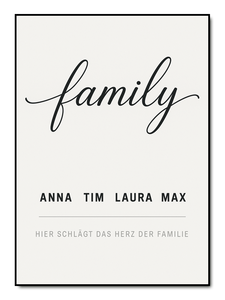 Familienliebe Typographie - personalisiertes Poster