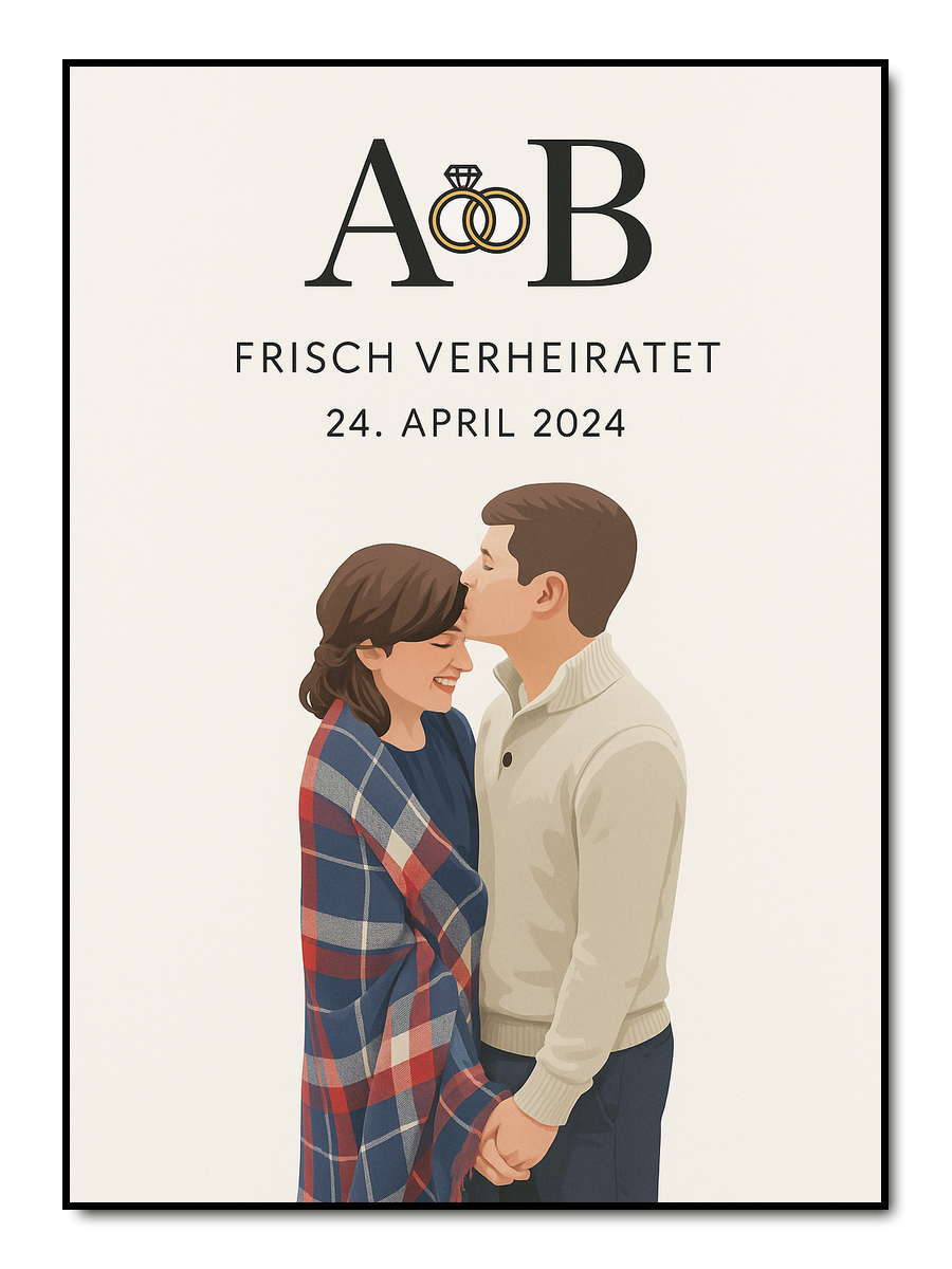 Just Married – Personalisiertes Hochzeitsposter