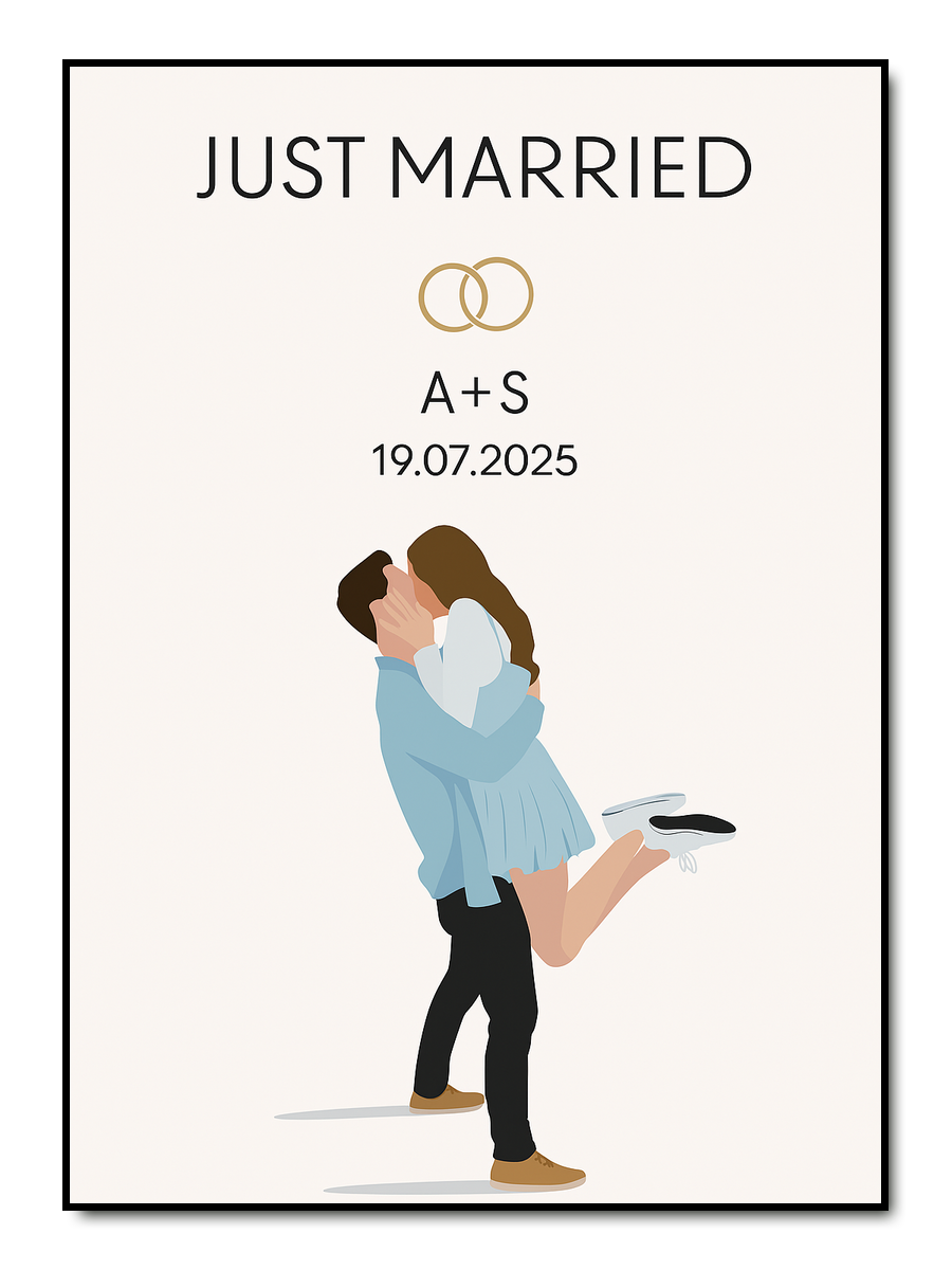 Just Married – Personalisiertes Hochzeitsposter