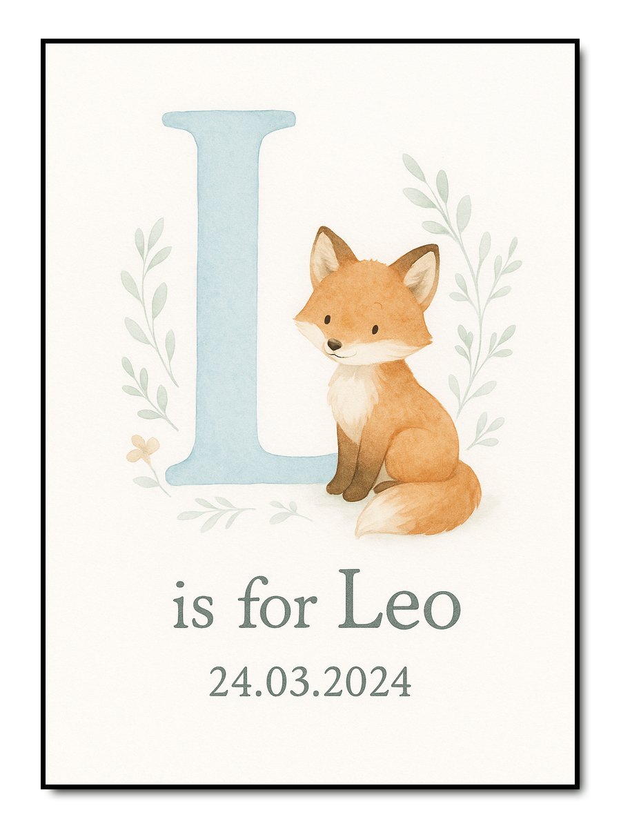 Tierisches Alphabet - personalisiertes Poster