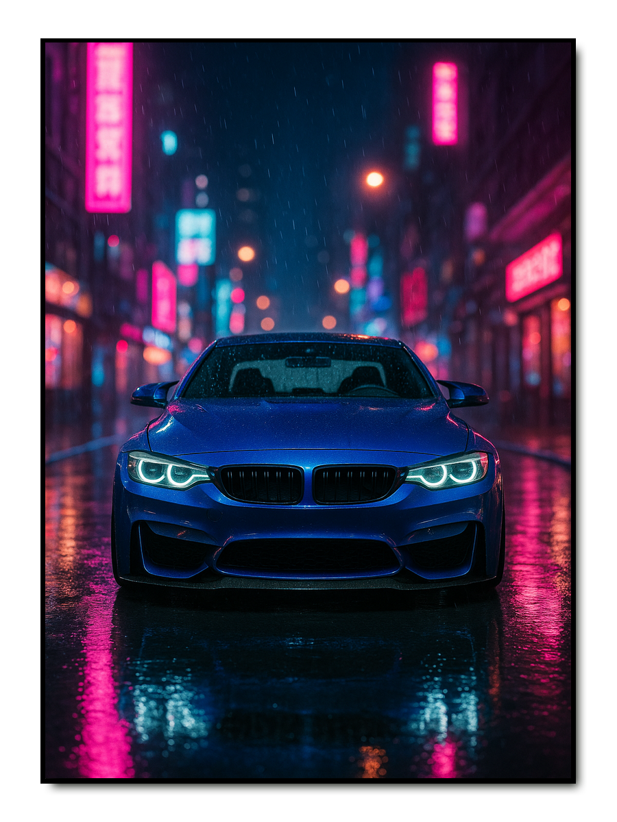 Rainy Neon City - personalisiertes Poster