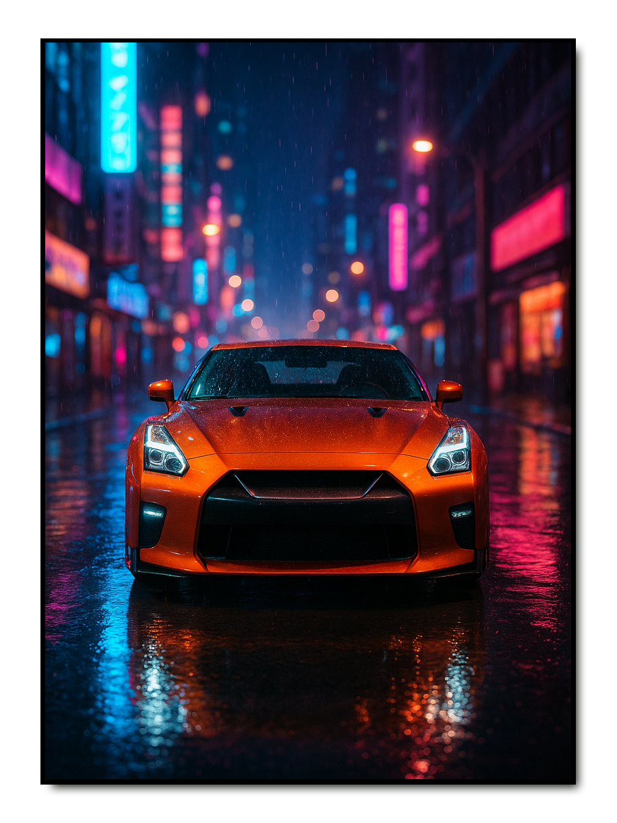 Rainy Neon City - personalisiertes Poster