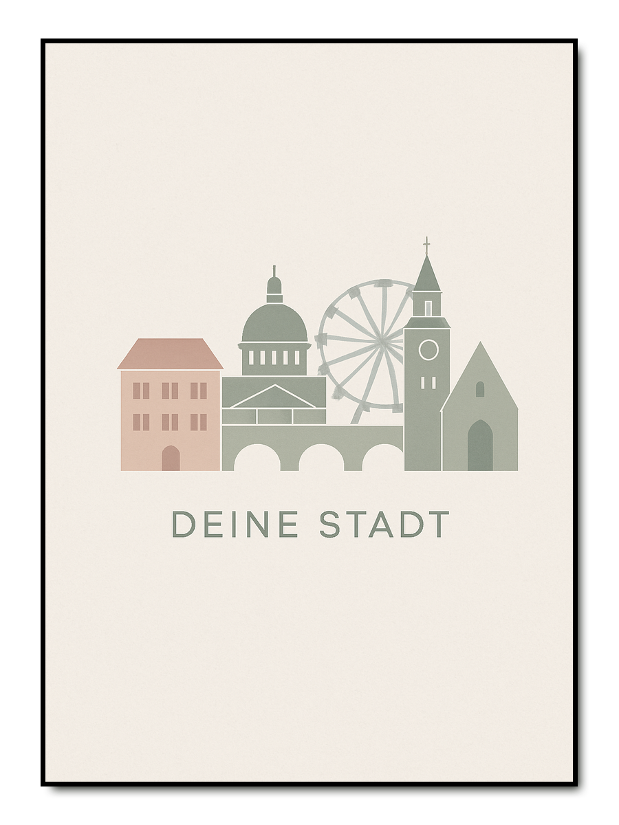 Deine Stadt Minimalistisch - personalisiertes Poster