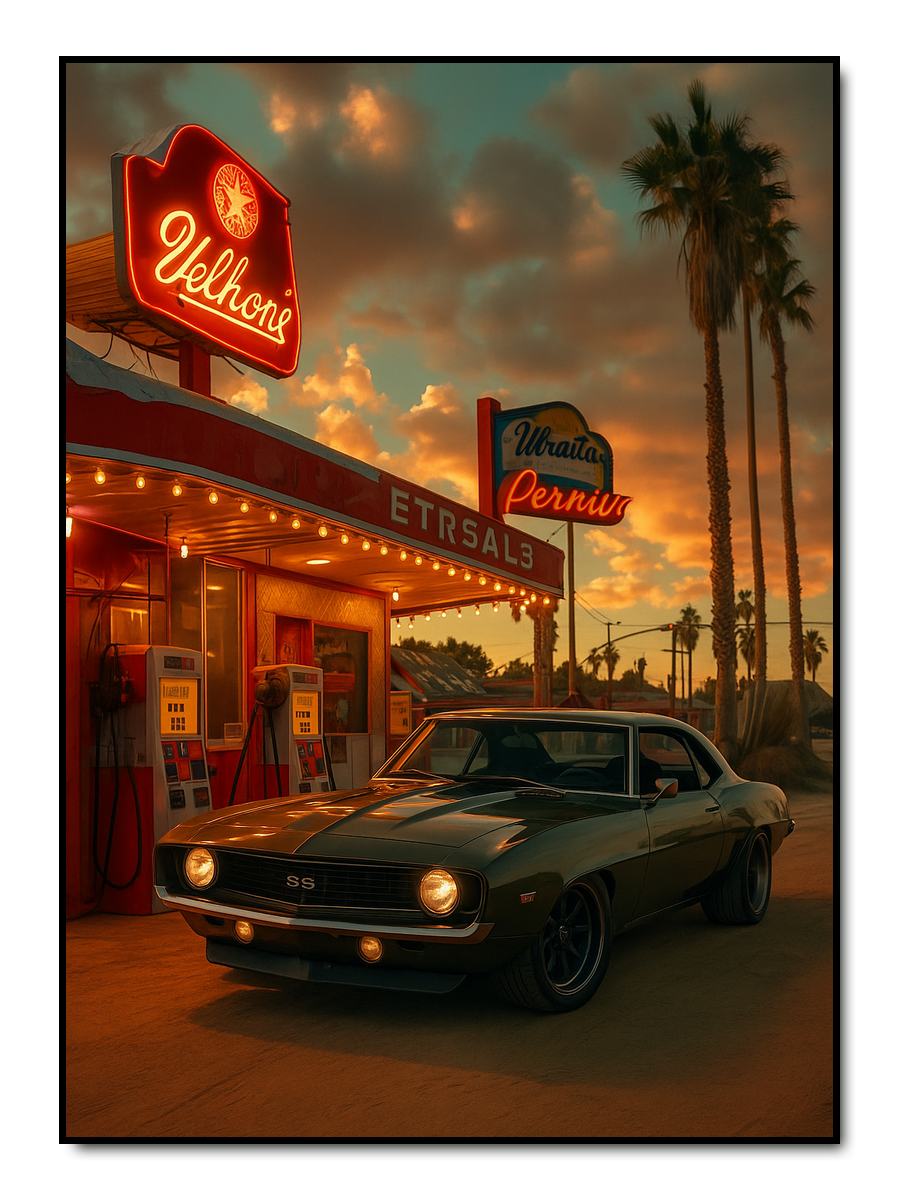 Sunset Pit Stop - personalisiertes Poster
