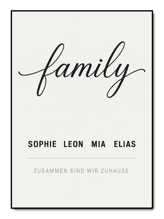 Familienliebe Typographie - personalisiertes Poster