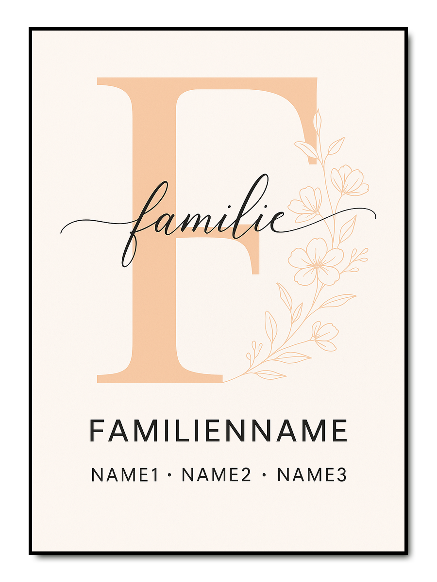 Letter Flowers Familie - personalisiertes Poster