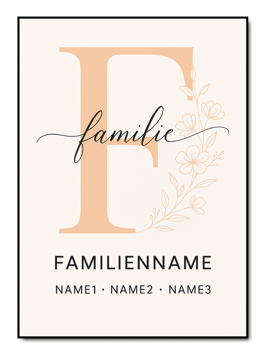 Letter Flowers Familie - personalisiertes Poster