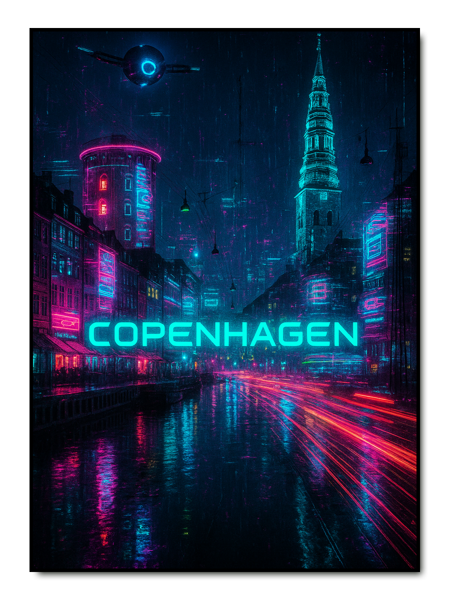 Deine Stadt Cyberpunk - personalisiertes Poster