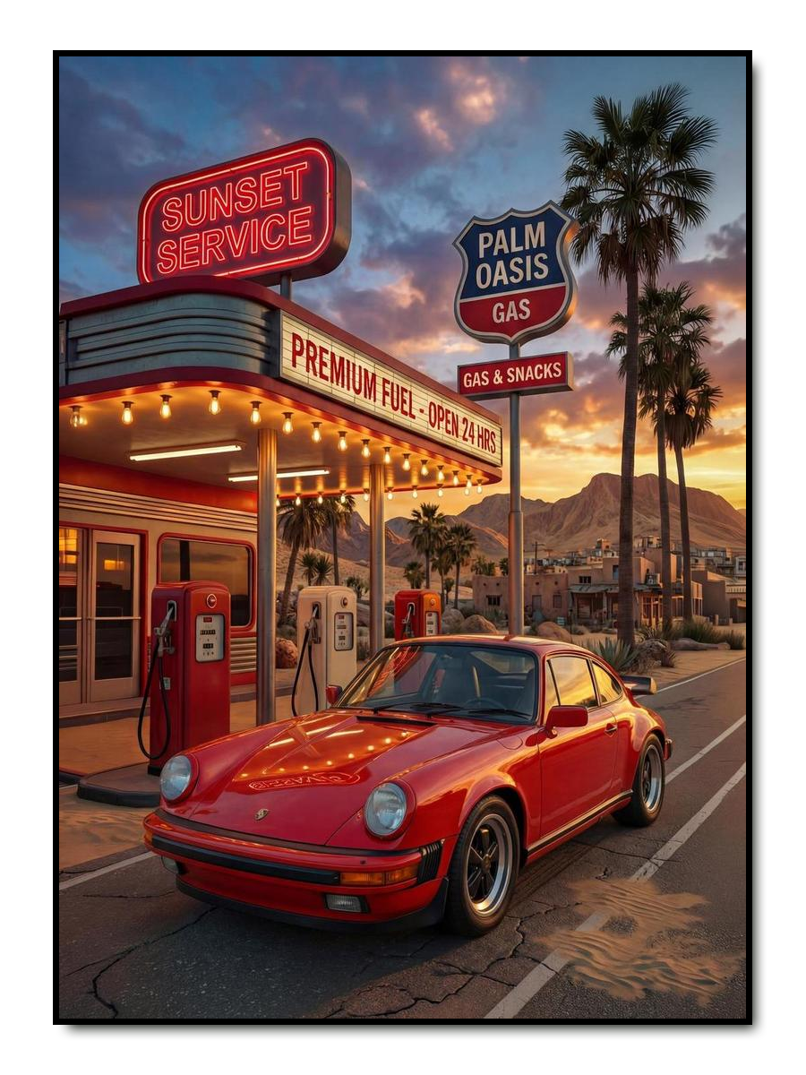 Sunset Pit Stop - personalisiertes Poster